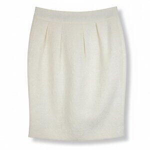 BANANA REPUBLIC Ivory Jacquard Pleated Pencil Back Zip Lined Skirt - Size 0
